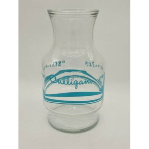 Rare Vintage CULLIGAN DRINKING WATER Glass Pitcher Carafe Turquoise Trim Accents